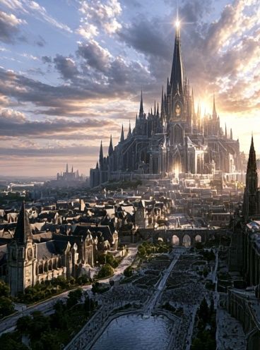 Fantasy Castle Cityscape Poster. poster detail