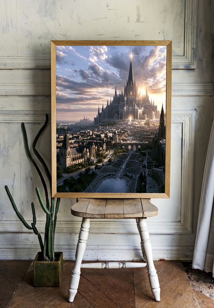 Fantasy Castle Cityscape Poster. — room view 1