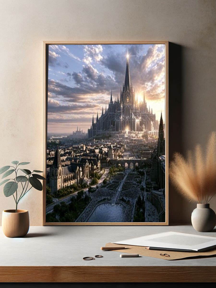 Fantasy Castle Cityscape Poster. — room view 2