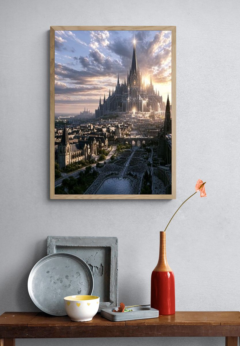 Fantasy Castle Cityscape Poster. — room view 3