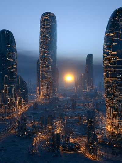 Futuristic Cityscape — Digital Art Print. poster print