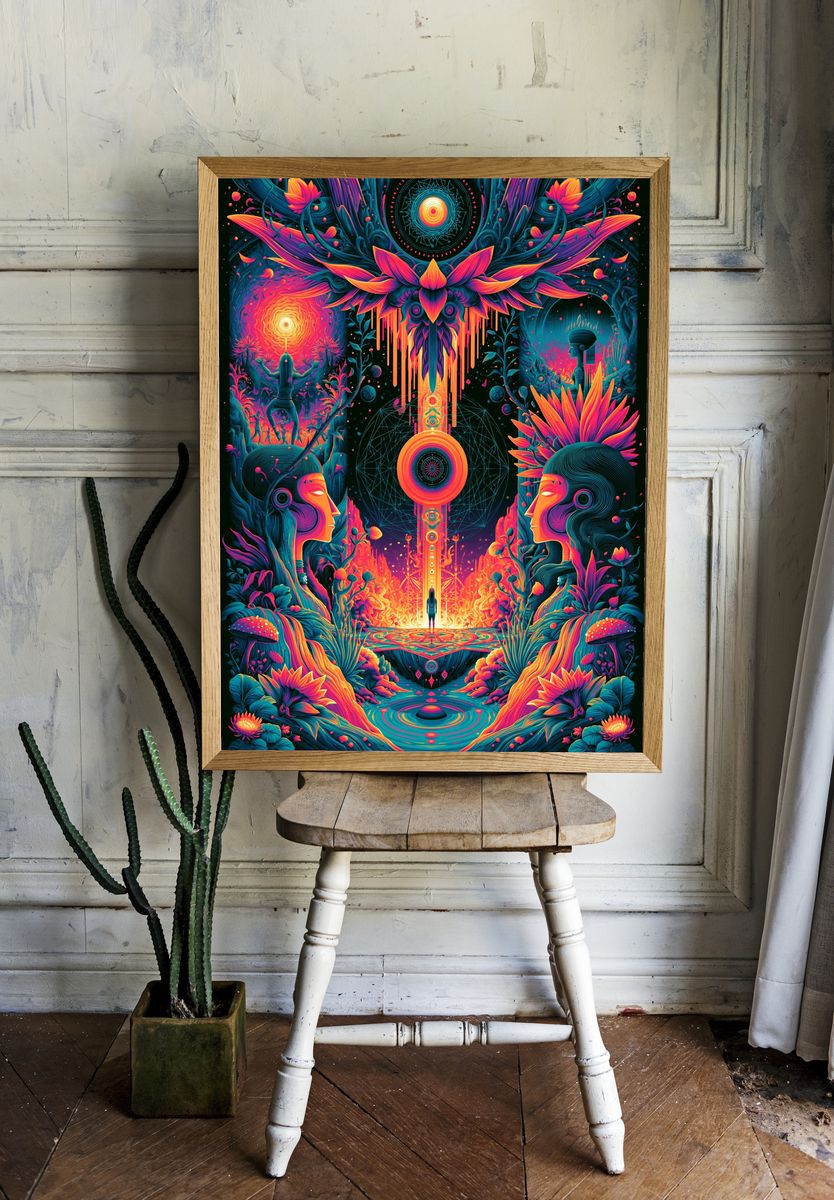 Psychedelic Lotus Portal Print. — room view 1