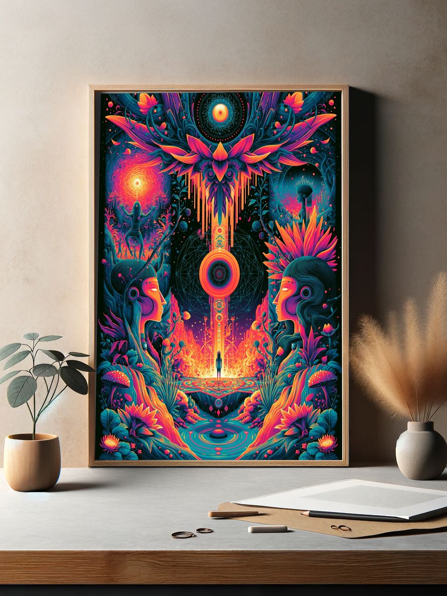 Psychedelic Lotus Portal Print. — room view 2