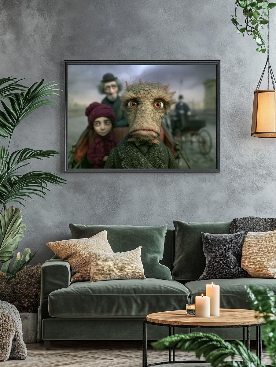 Surreal Goblin Family Illustration Poster. — room view 4