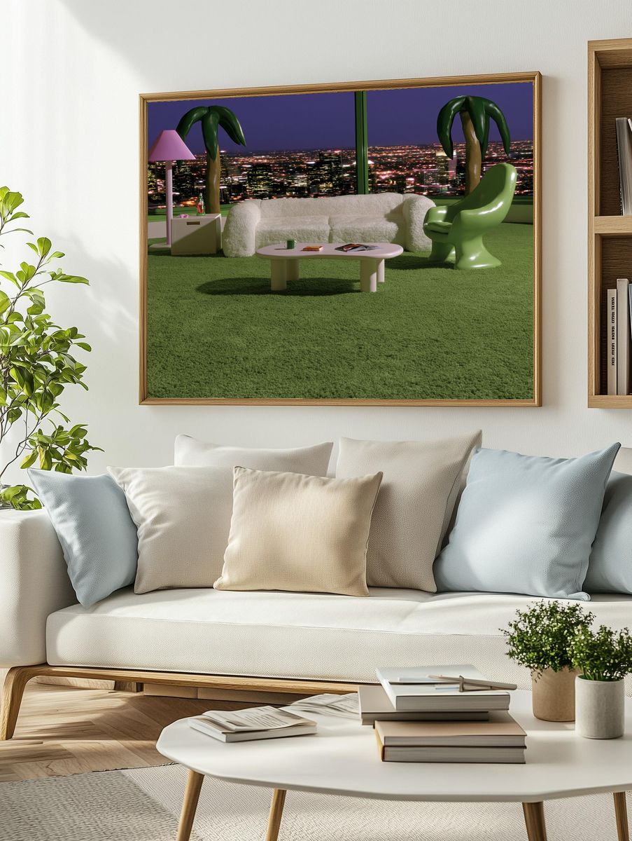 Retro Palm Lounge — Illustration Print. — room view 2