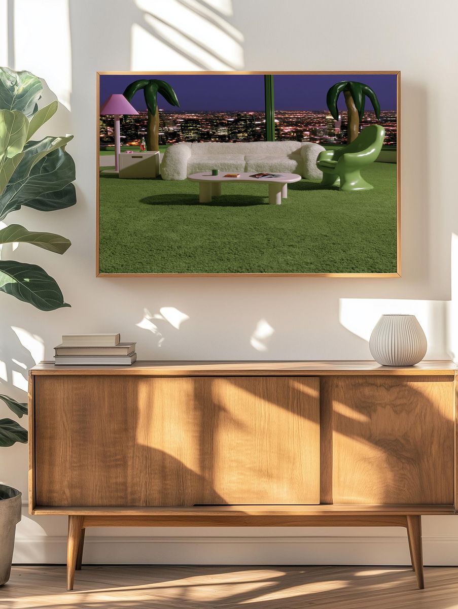 Retro Palm Lounge — Illustration Print. — room view 3