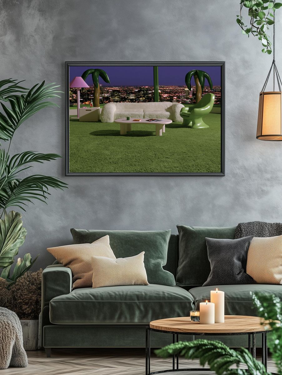 Retro Palm Lounge — Illustration Print. — room view 4