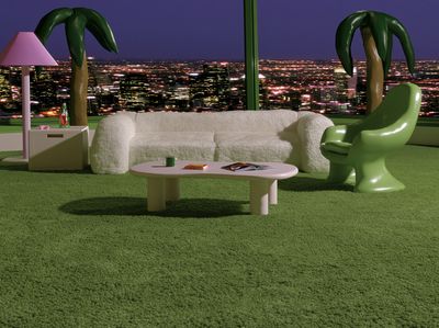 Retro Palm Lounge — Illustration Print. poster