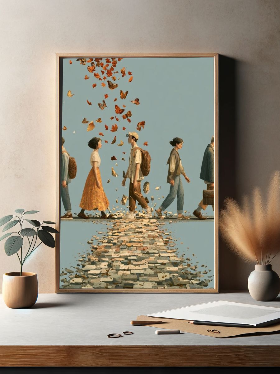 Butterfly Walkers Illustration Print. — room view 2