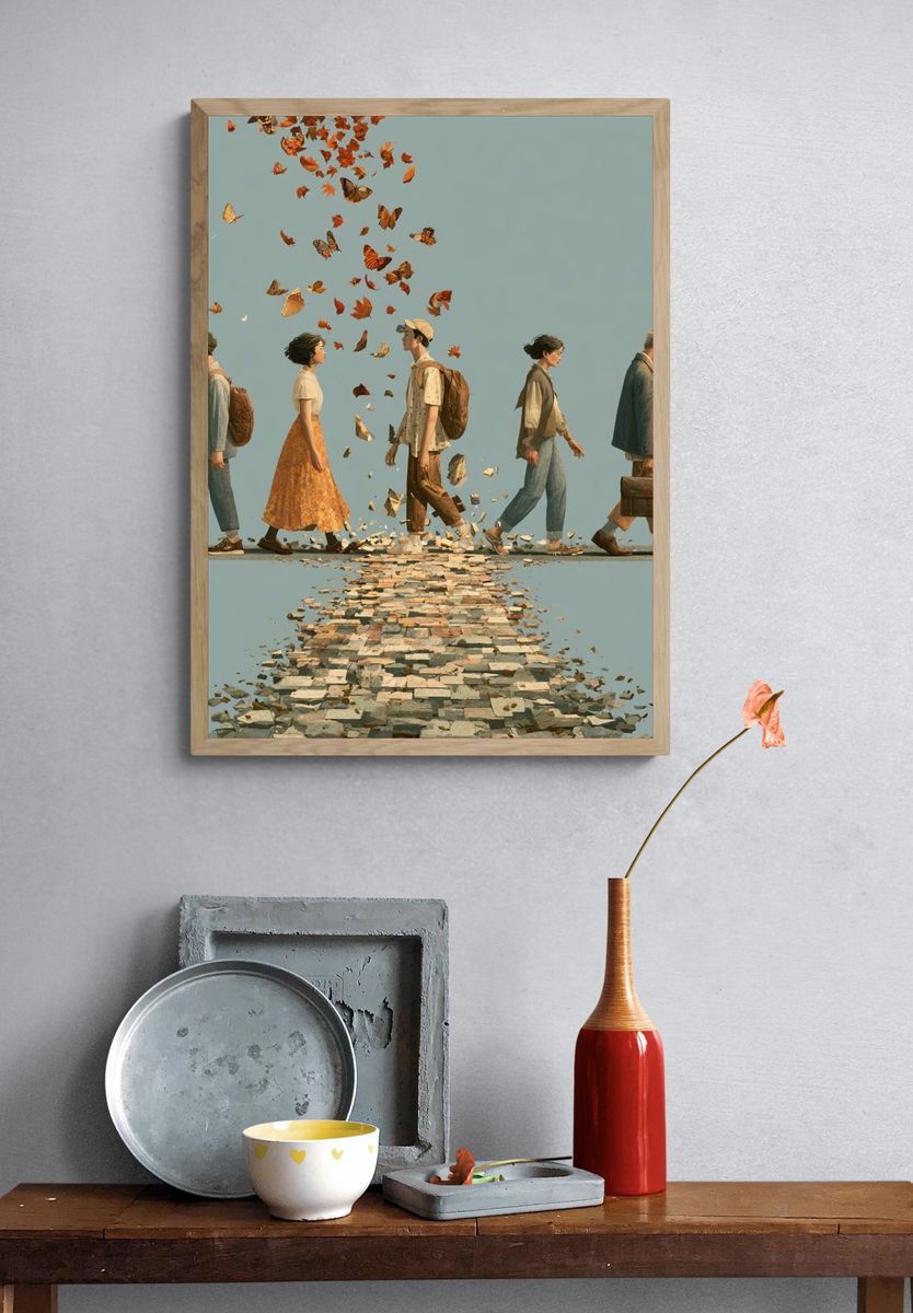 Butterfly Walkers Illustration Print. — room view 3