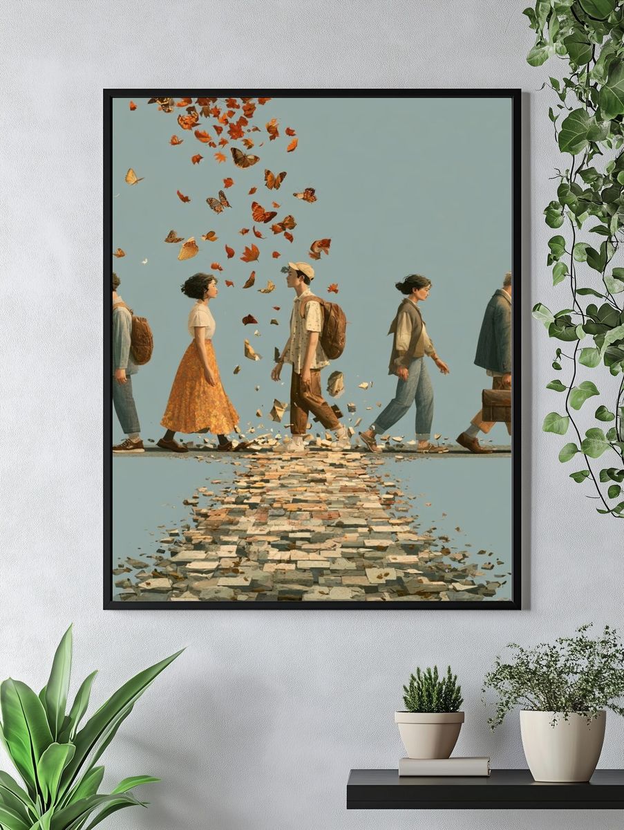 Butterfly Walkers Illustration Print. — room view 4