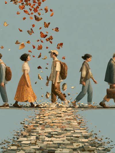 Butterfly Walkers Illustration Print.