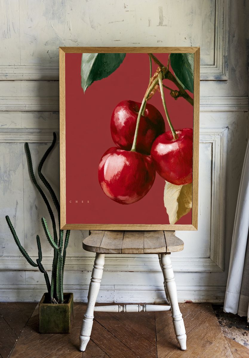 Cherry Still Life Illustration Poster. room preview