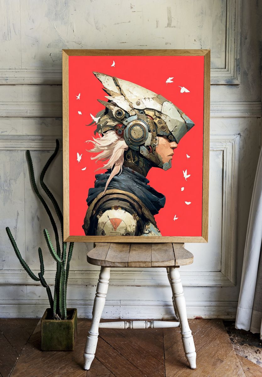 Cyber Warrior Portrait Print. room preview