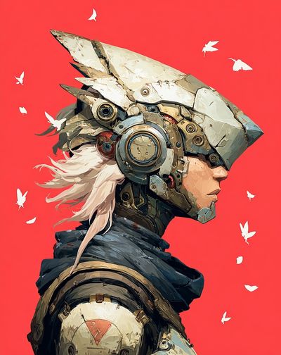 Cyber Warrior Portrait Print. poster print