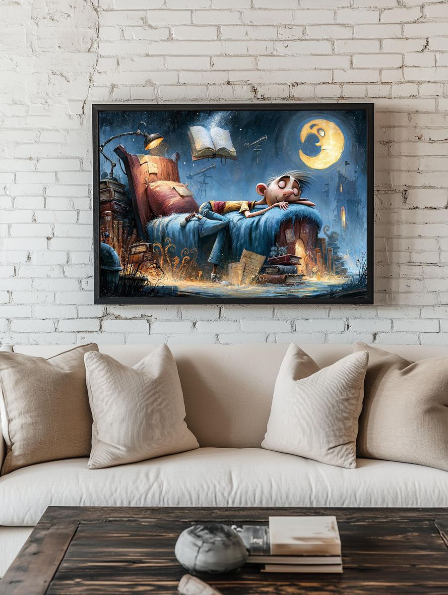 Dreaming Boy Illustration Poster. — room view 1