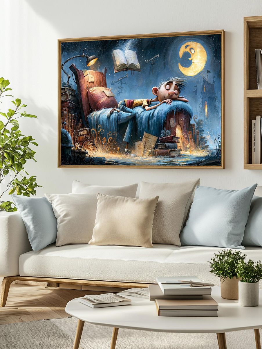 Dreaming Boy Illustration Poster. — room view 2