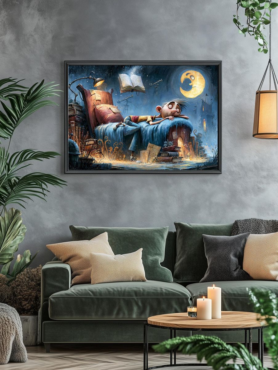 Dreaming Boy Illustration Poster. — room view 4