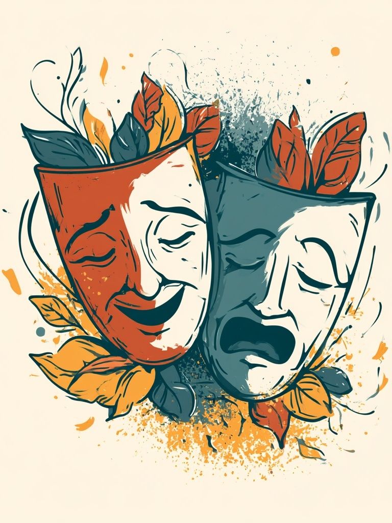 Theater Masks Illustration Poster. poster detail