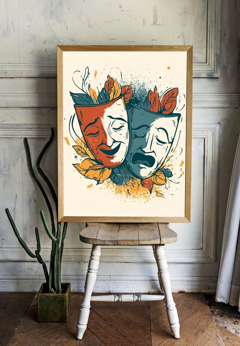 Theater Masks Illustration Poster. room preview