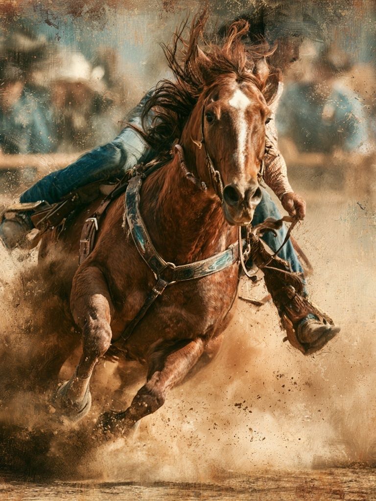 Galloping Horse Rodeo Illustration Poster. poster detail