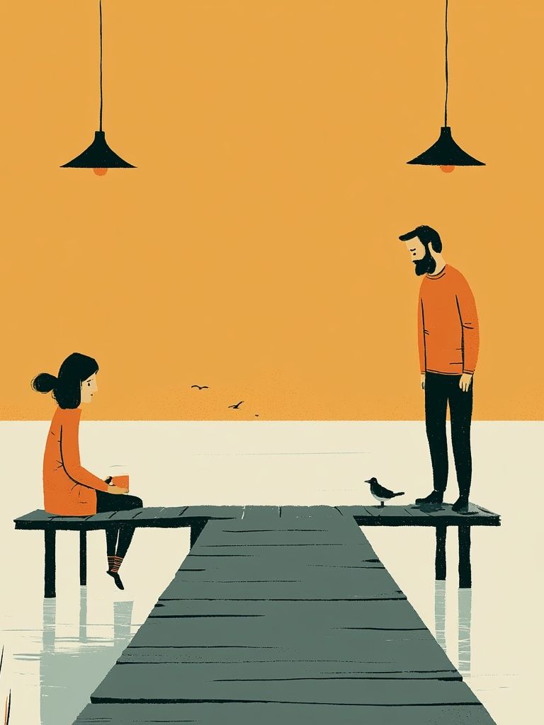 Quiet Dock Conversation Illustration Poster. poster detail