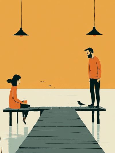 Quiet Dock Conversation Illustration Poster.