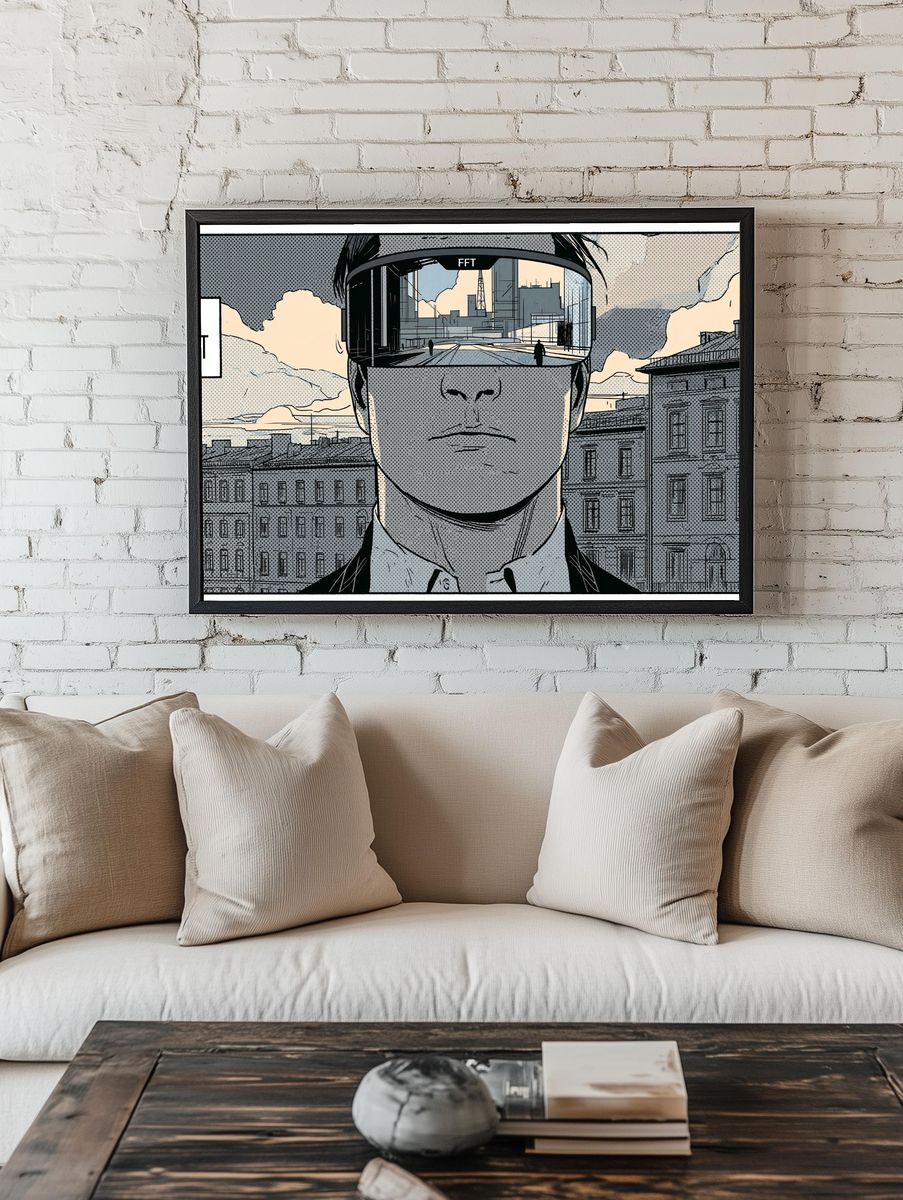 Cyberpunk City Vision Illustration Poster. — room view 1