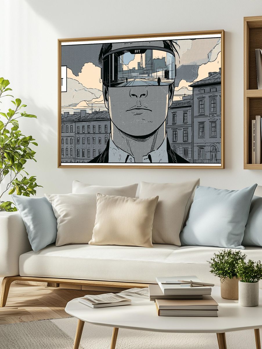 Cyberpunk City Vision Illustration Poster. — room view 2