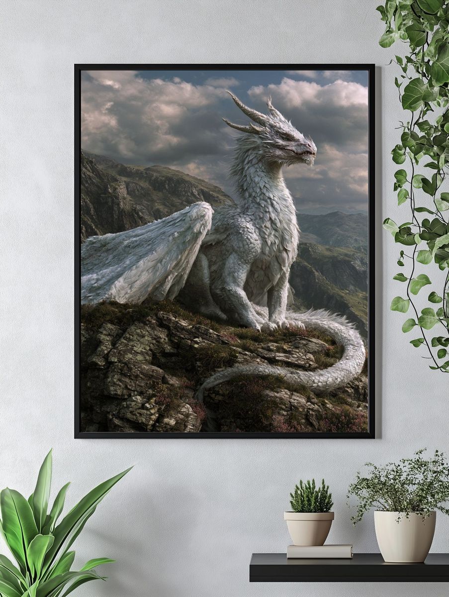 White Dragon Mountain Illustration Poster. — room view 4