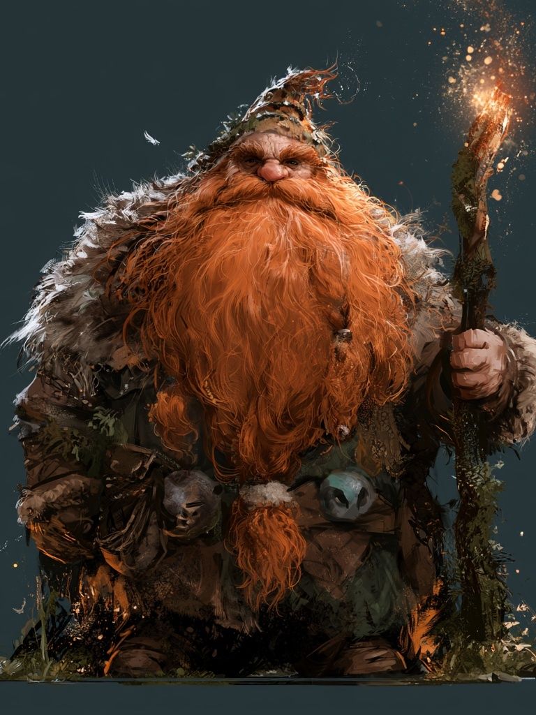 Firelit Forest Dwarf Illustration Poster. poster detail