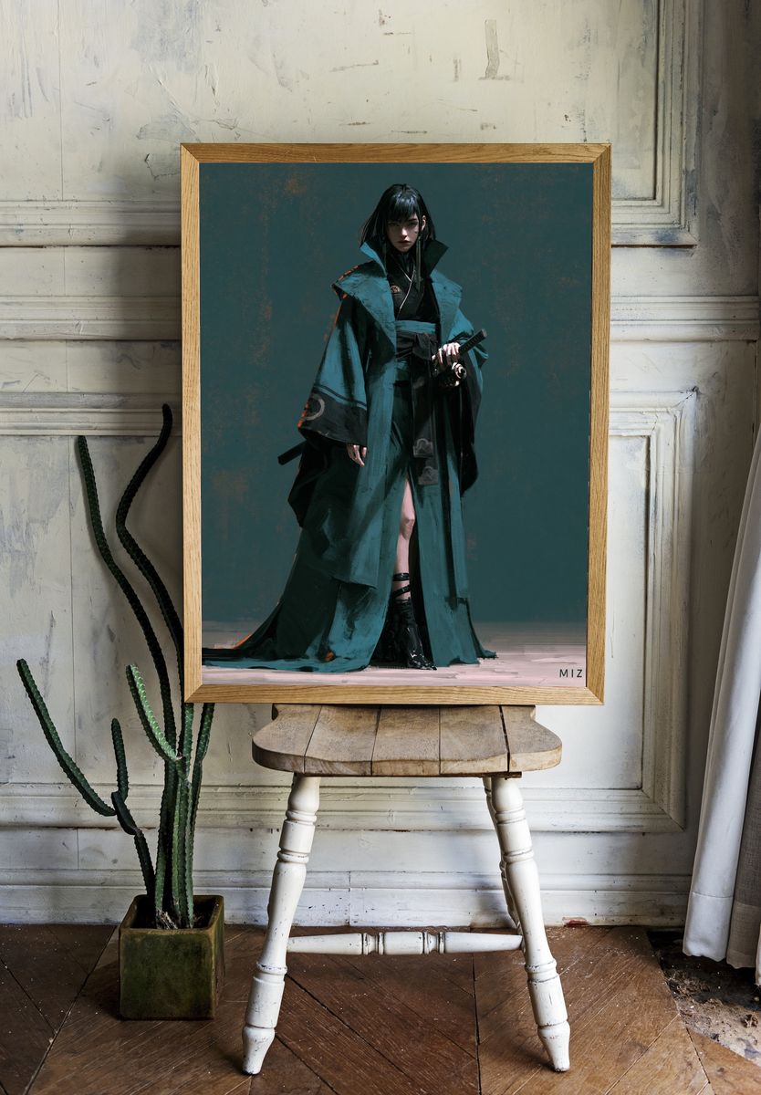 Mizukami Samurai Portrait Print. — room view 1