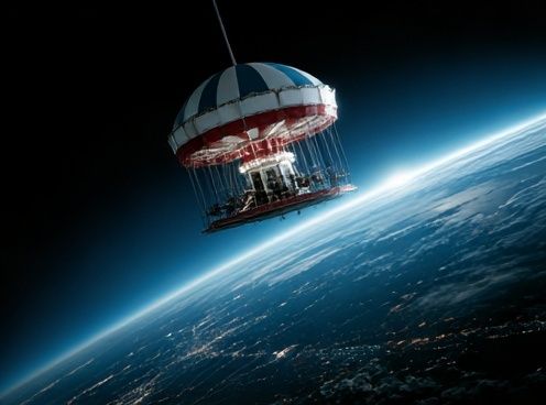 Floating Carousel in Space Poster. poster detail
