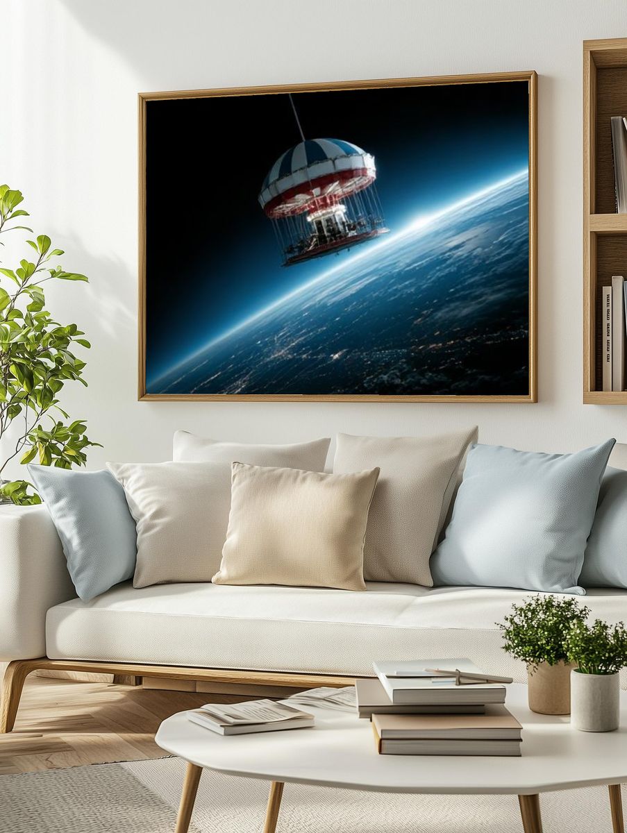 Floating Carousel in Space Poster. — room view 2