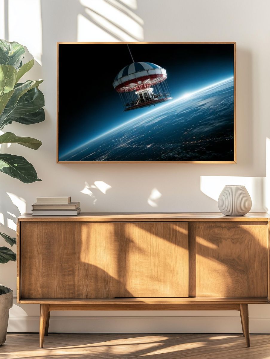 Floating Carousel in Space Poster. — room view 3