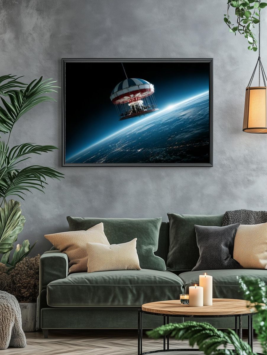 Floating Carousel in Space Poster. — room view 4