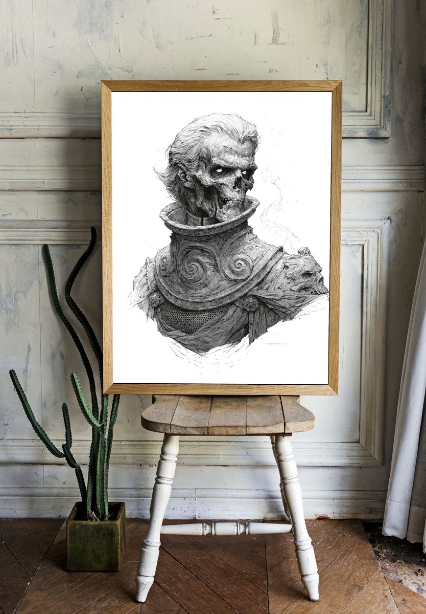 Undead Warrior Portrait Print. room preview