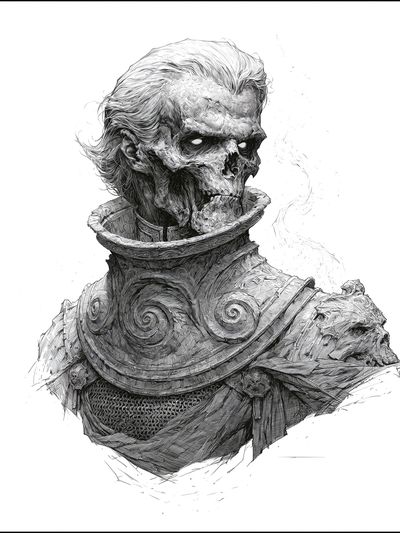 Undead Warrior Portrait Print.