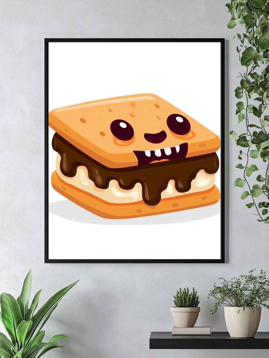 Cute S'mores Cartoon Poster. — room view 4