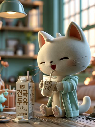 Cute Cat Café Illustration Poster. poster
