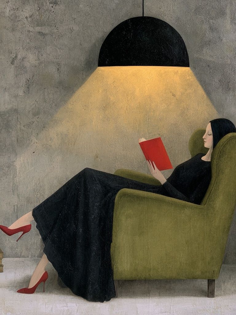 Reading Woman Surrealist Poster. poster — illustration art