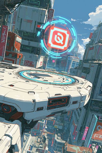 Cyberpunk Cityscape Digital Art Poster.