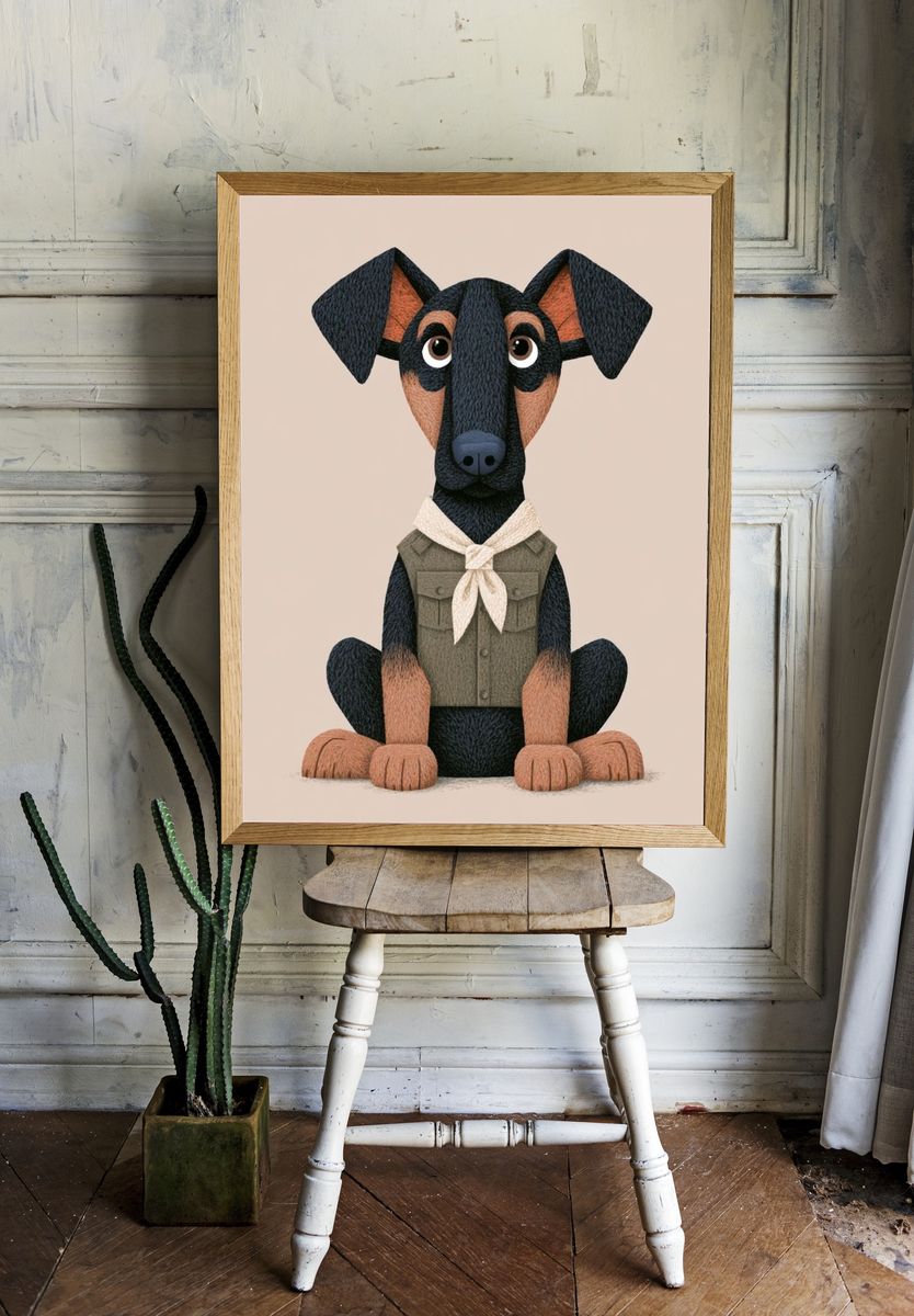 Cute Dog Portrait Illustration Poster. — room view 1