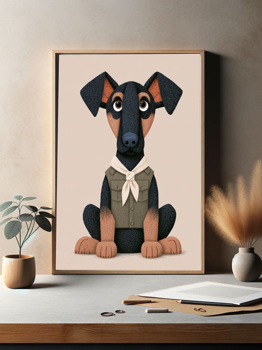 Cute Dog Portrait Illustration Poster. — room view 2
