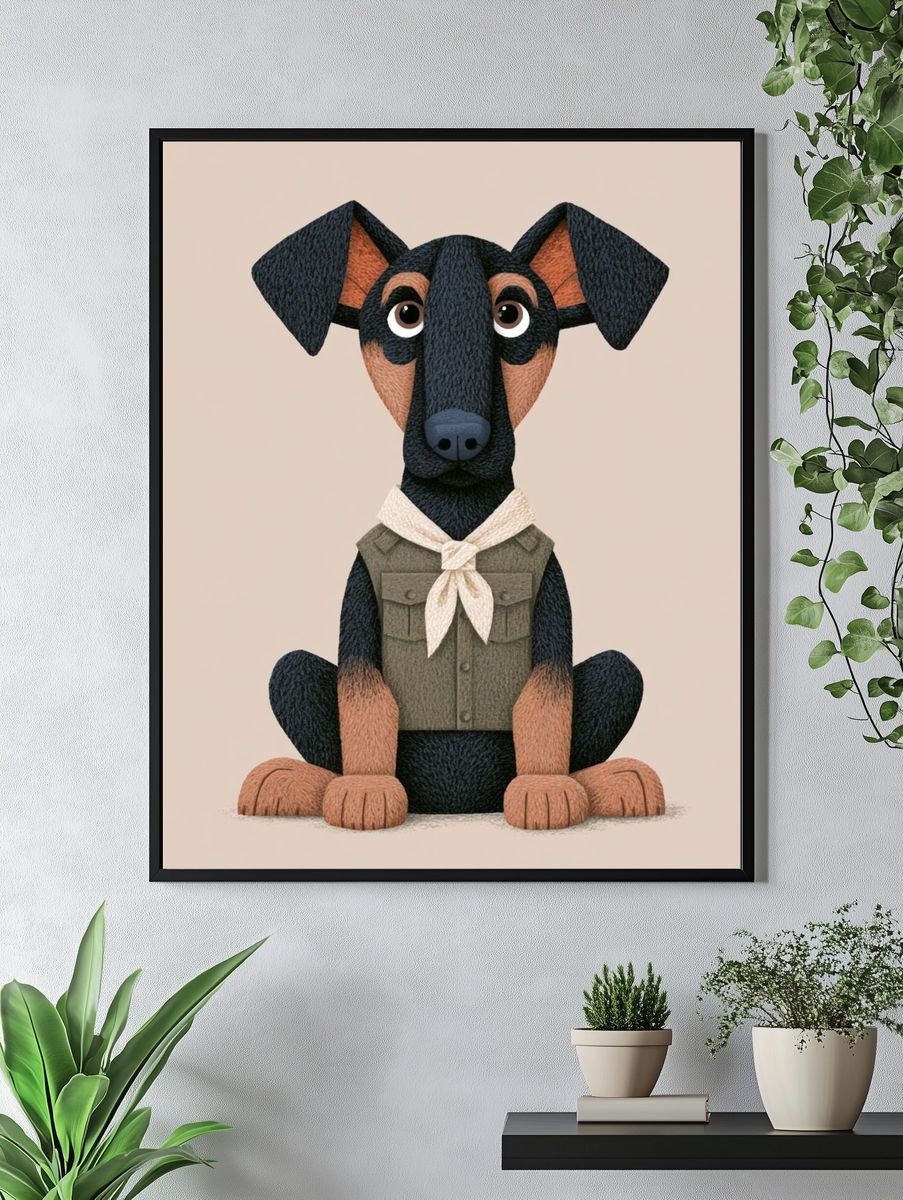 Cute Dog Portrait Illustration Poster. — room view 4