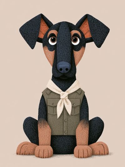 Cute Dog Portrait Illustration Poster. poster