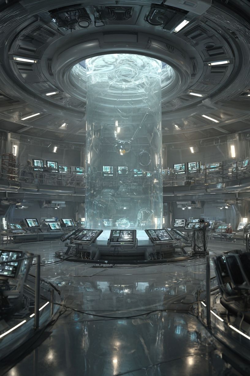 Futuristic Space Station Control Room Poster. poster — illustration art