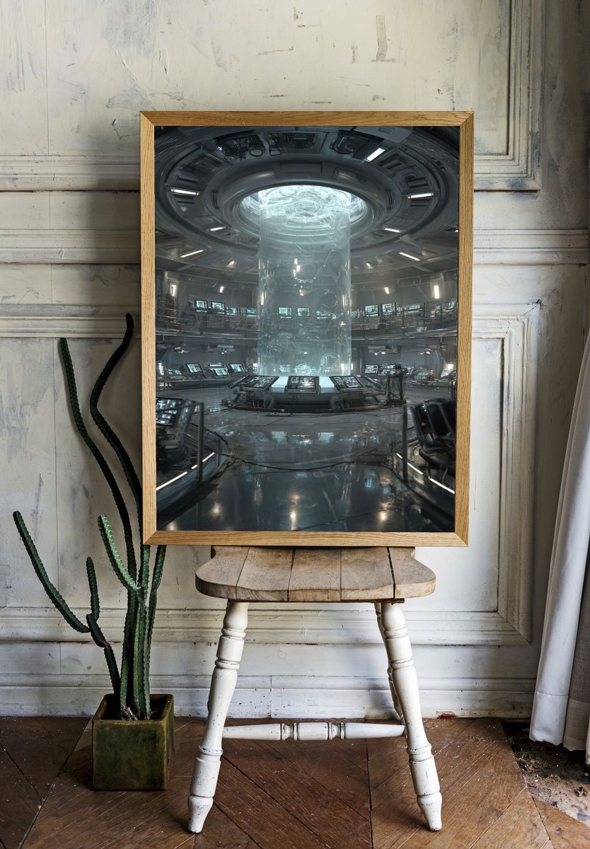 Futuristic Space Station Control Room Poster. room preview