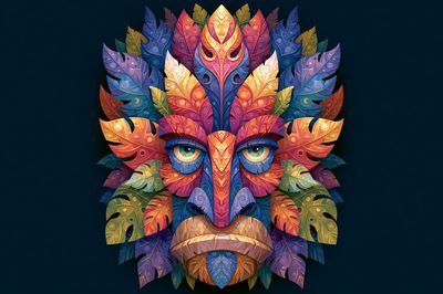 Colorful Leaf Mask Illustration Poster. poster