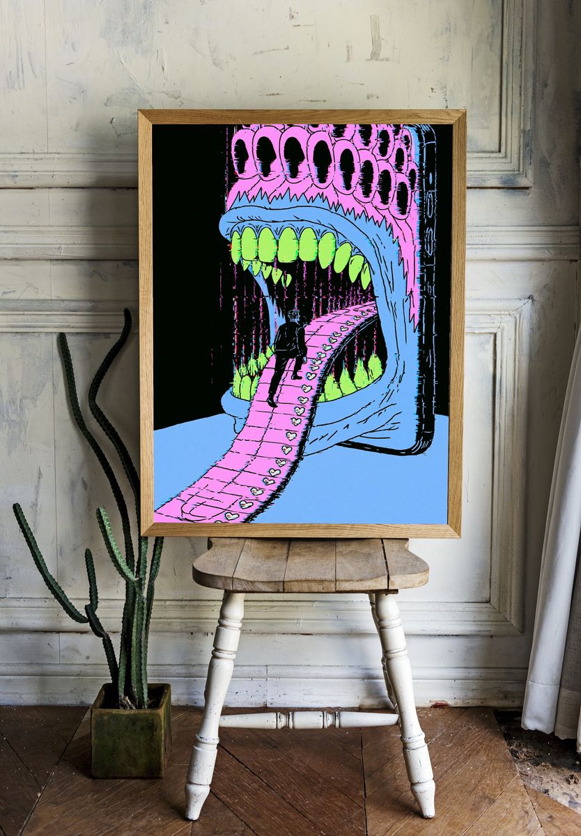 Retro Robot Character Print. — room view 1